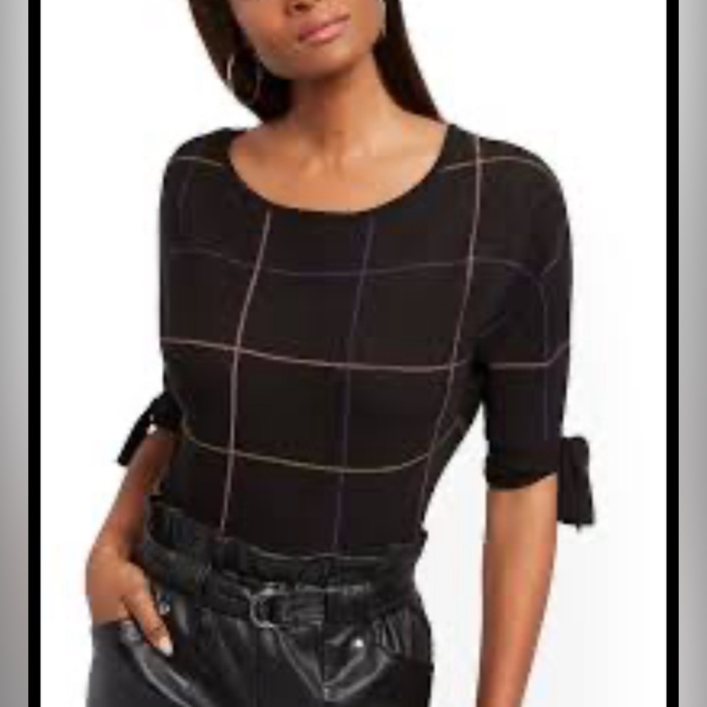 NEW YORK AND COMPANY TIE-CUFF DOLMAN SWEATER BLACK